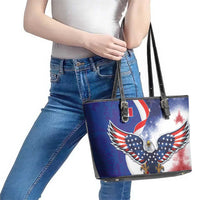 French American Heritage Month Leather Tote Bag USA Eagle and France Urban Paris National Flag Style