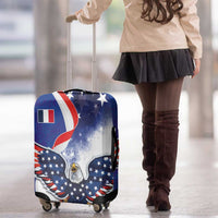 French American Heritage Month Luggage Cover USA Eagle and France Urban Paris National Flag Style