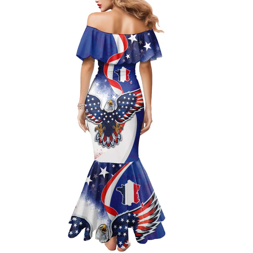 French American Heritage Month Mermaid Dress USA Eagle and France Urban Paris National Flag Style