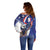 French American Heritage Month Off Shoulder Sweater USA Eagle and France Urban Paris National Flag Style