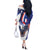 French American Heritage Month Off The Shoulder Long Sleeve Dress USA Eagle and France Urban Paris National Flag Style