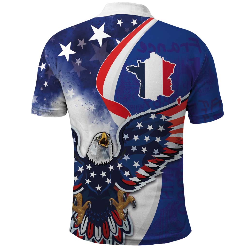 French American Heritage Month Polo Shirt USA Eagle and France Urban Paris National Flag Style