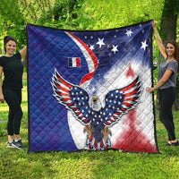 French American Heritage Month Quilt USA Eagle and France Urban Paris National Flag Style