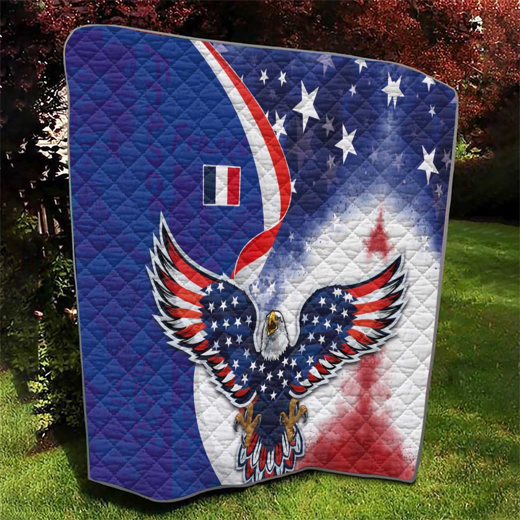 French American Heritage Month Quilt USA Eagle and France Urban Paris National Flag Style