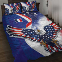 French American Heritage Month Quilt Bed Set USA Eagle and France Urban Paris National Flag Style