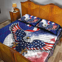 French American Heritage Month Quilt Bed Set USA Eagle and France Urban Paris National Flag Style