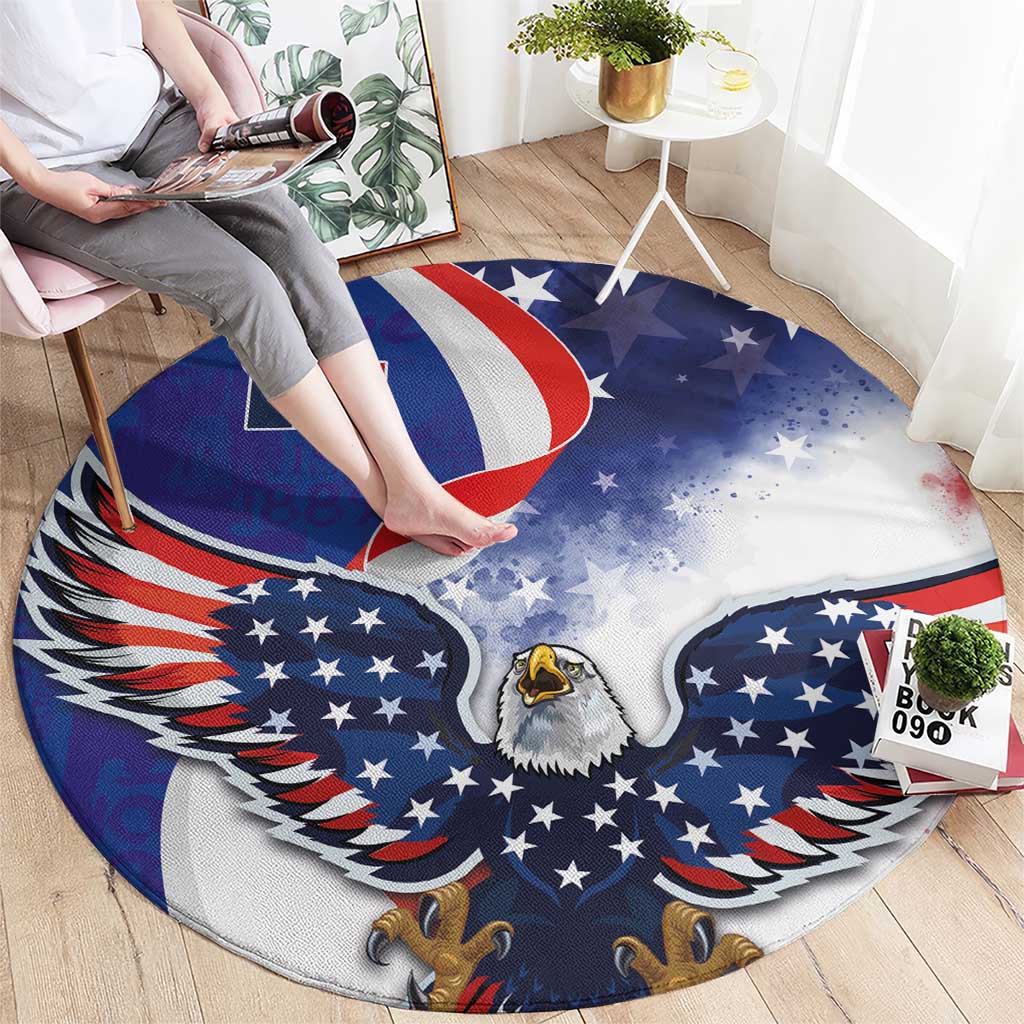 French American Heritage Month Round Carpet USA Eagle and France Urban Paris National Flag Style