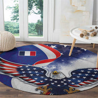 French American Heritage Month Round Carpet USA Eagle and France Urban Paris National Flag Style