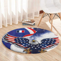 French American Heritage Month Round Carpet USA Eagle and France Urban Paris National Flag Style