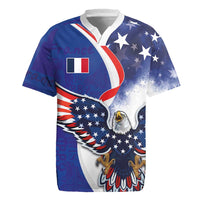 French American Heritage Month Rugby Jersey USA Eagle and France Urban Paris National Flag Style