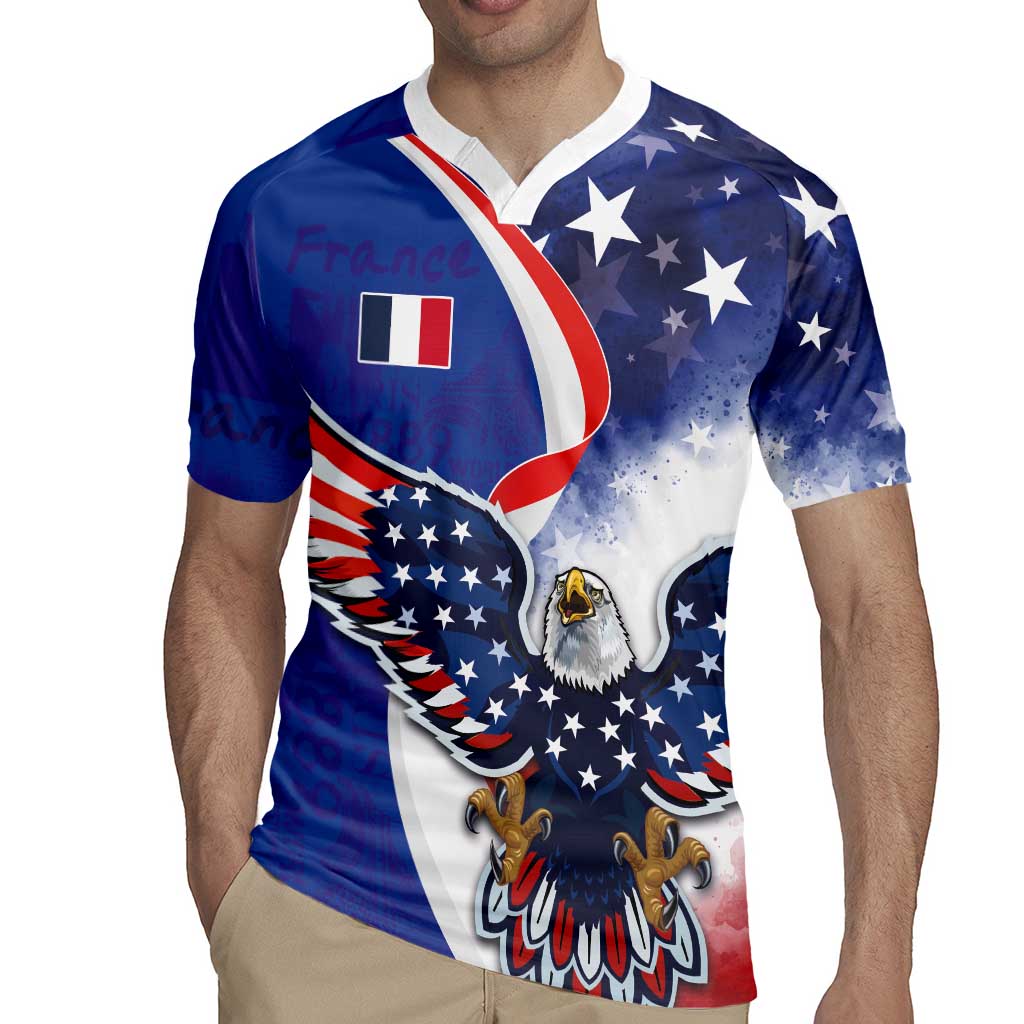 French American Heritage Month Rugby Jersey USA Eagle and France Urban Paris National Flag Style