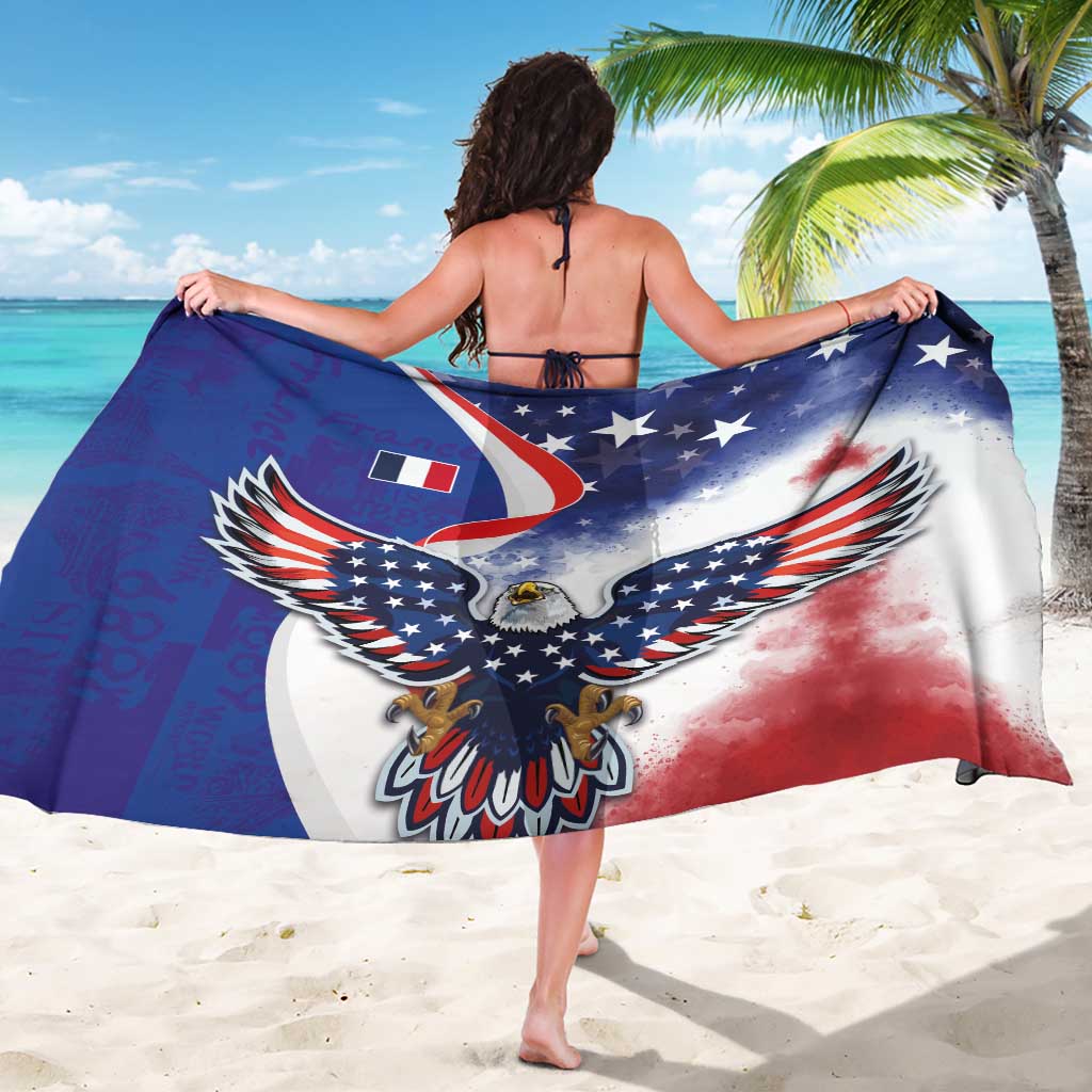 French American Heritage Month Sarong USA Eagle and France Urban Paris National Flag Style
