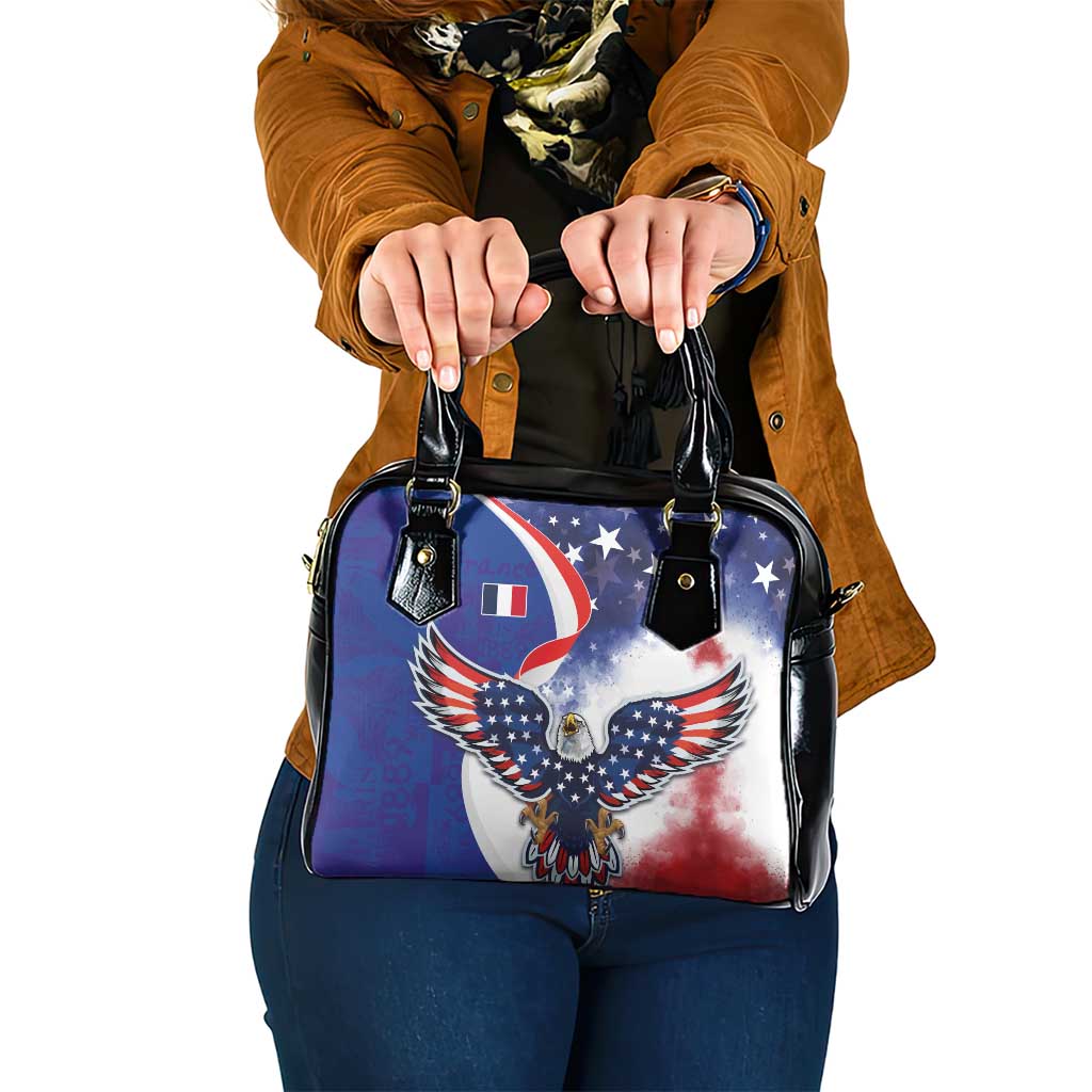 French American Heritage Month Shoulder Handbag USA Eagle and France Urban Paris National Flag Style