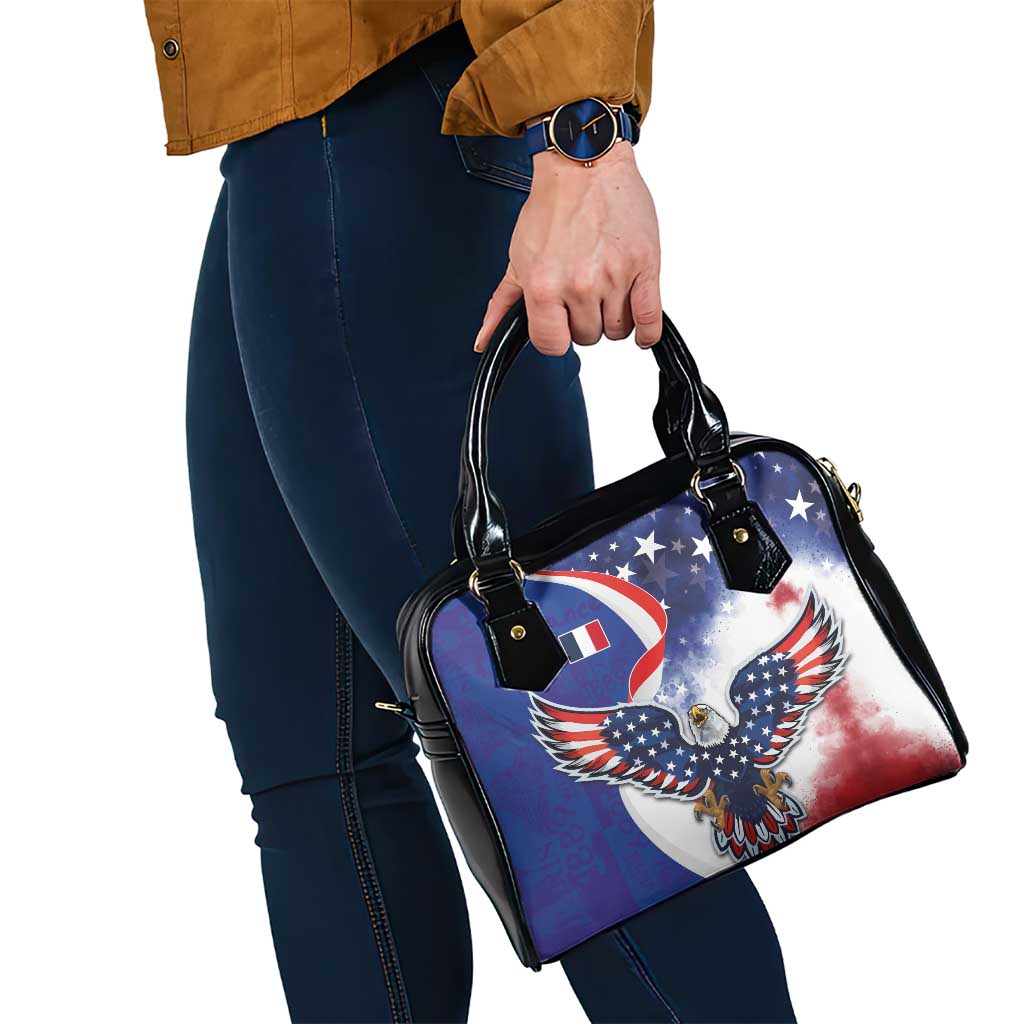 French American Heritage Month Shoulder Handbag USA Eagle and France Urban Paris National Flag Style