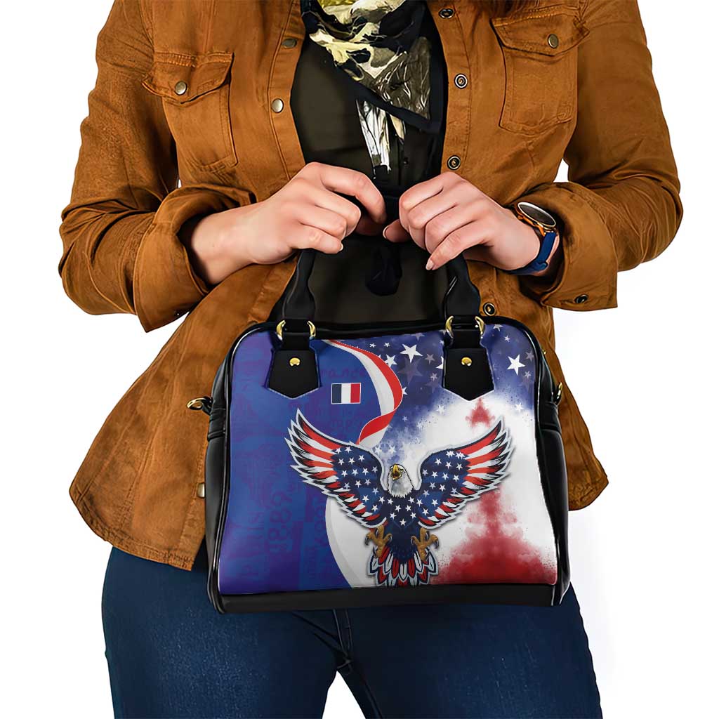 French American Heritage Month Shoulder Handbag USA Eagle and France Urban Paris National Flag Style
