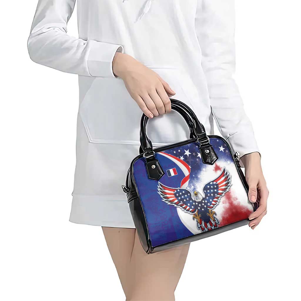 French American Heritage Month Shoulder Handbag USA Eagle and France Urban Paris National Flag Style