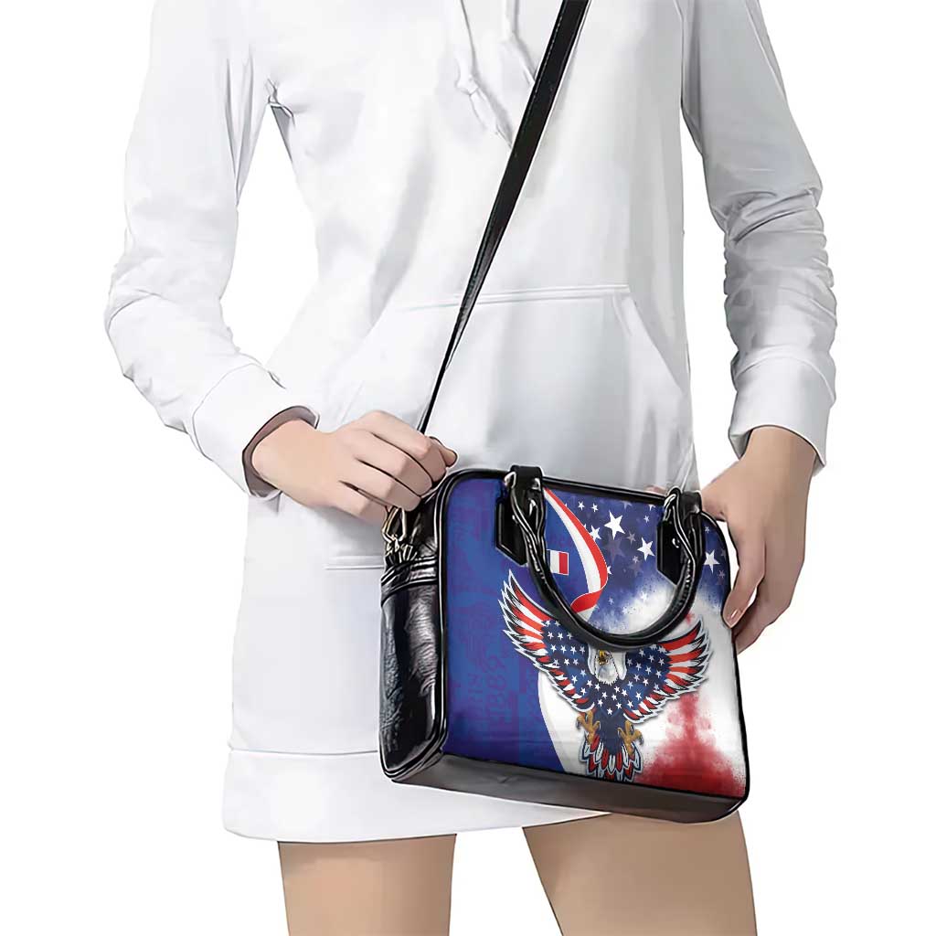 French American Heritage Month Shoulder Handbag USA Eagle and France Urban Paris National Flag Style