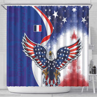 French American Heritage Month Shower Curtain USA Eagle and France Urban Paris National Flag Style