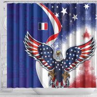 French American Heritage Month Shower Curtain USA Eagle and France Urban Paris National Flag Style