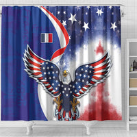 French American Heritage Month Shower Curtain USA Eagle and France Urban Paris National Flag Style