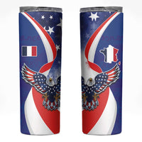 French American Heritage Month Skinny Tumbler USA Eagle and France Urban Paris National Flag Style