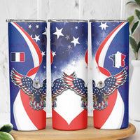 French American Heritage Month Skinny Tumbler USA Eagle and France Urban Paris National Flag Style