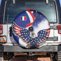 French American Heritage Month Spare Tire Cover USA Eagle and France Urban Paris National Flag Style