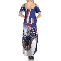 French American Heritage Month Summer Maxi Dress USA Eagle and France Urban Paris National Flag Style