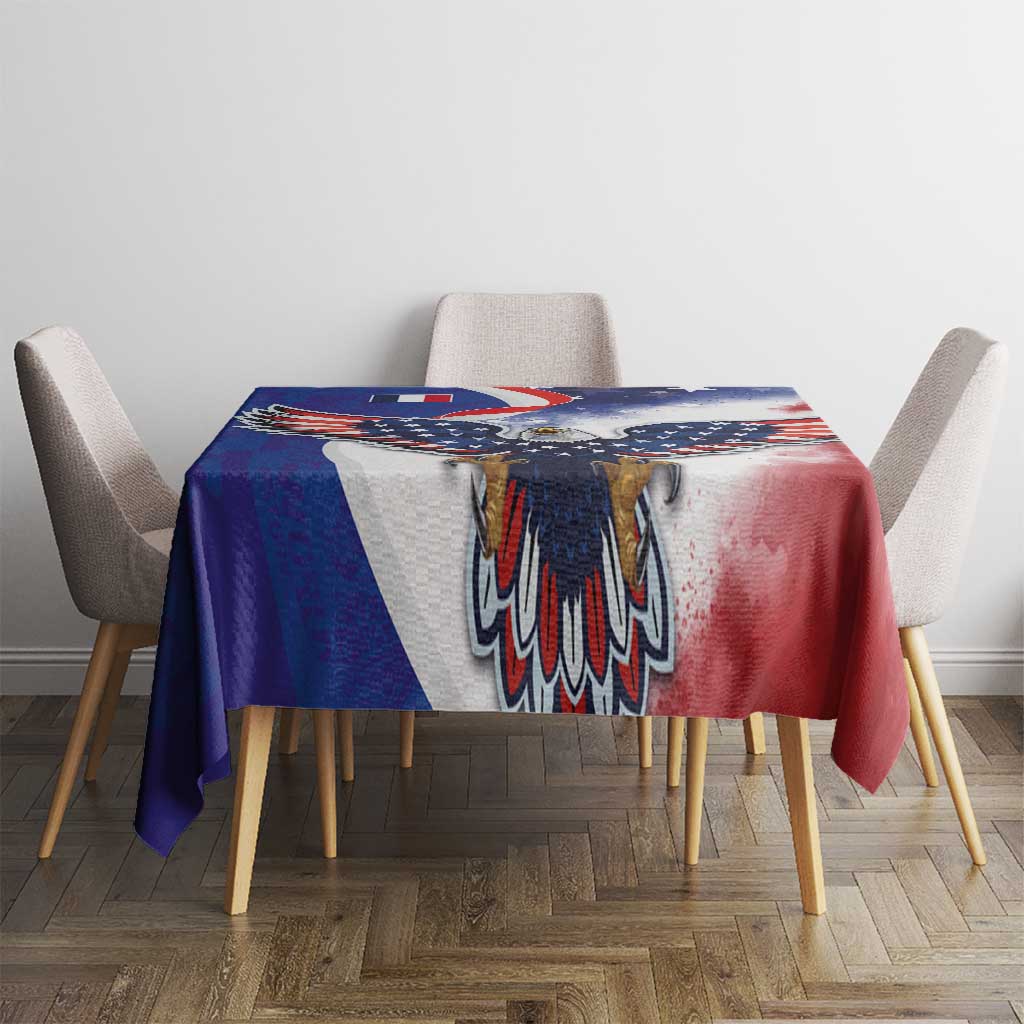 French American Heritage Month Tablecloth USA Eagle and France Urban Paris National Flag Style