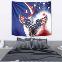 French American Heritage Month Tapestry USA Eagle and France Urban Paris National Flag Style
