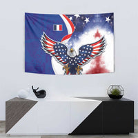 French American Heritage Month Tapestry USA Eagle and France Urban Paris National Flag Style