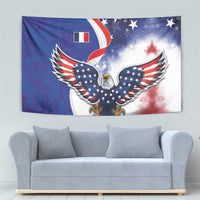 French American Heritage Month Tapestry USA Eagle and France Urban Paris National Flag Style