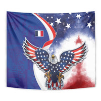 French American Heritage Month Tapestry USA Eagle and France Urban Paris National Flag Style