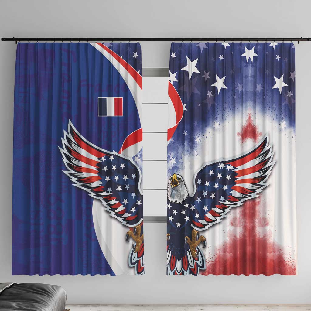 French American Heritage Month Window Curtain USA Eagle and France Urban Paris National Flag Style