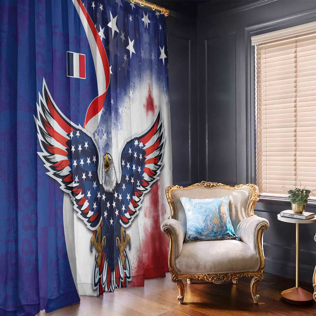 French American Heritage Month Window Curtain USA Eagle and France Urban Paris National Flag Style
