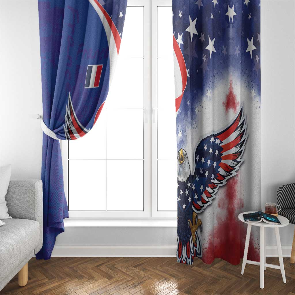 French American Heritage Month Window Curtain USA Eagle and France Urban Paris National Flag Style