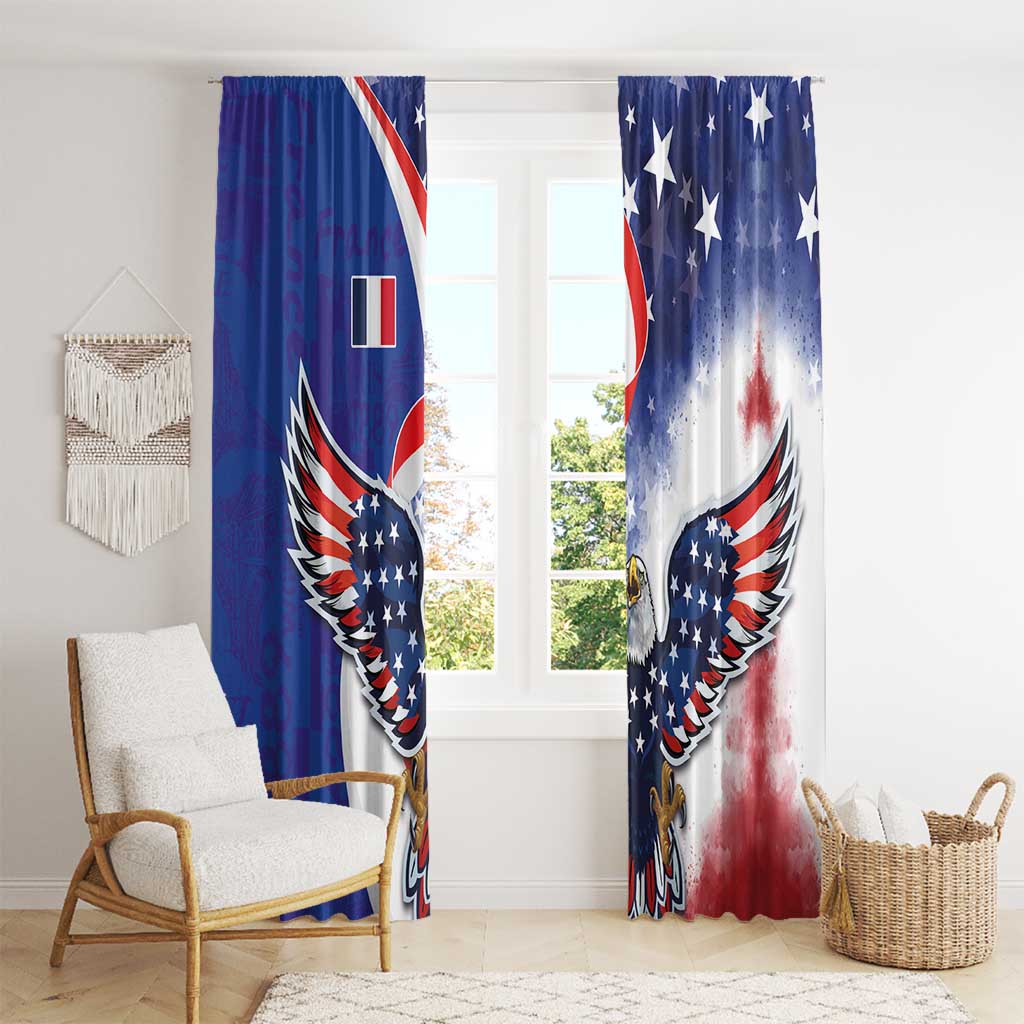 French American Heritage Month Window Curtain USA Eagle and France Urban Paris National Flag Style