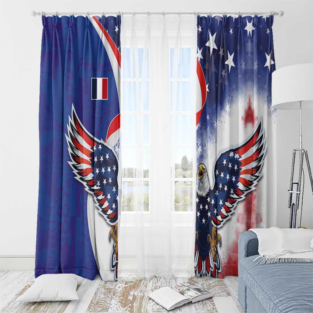 French American Heritage Month Window Curtain USA Eagle and France Urban Paris National Flag Style