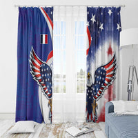 French American Heritage Month Window Curtain USA Eagle and France Urban Paris National Flag Style