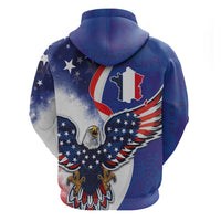 French American Heritage Month Zip Hoodie USA Eagle and France Urban Paris National Flag Style