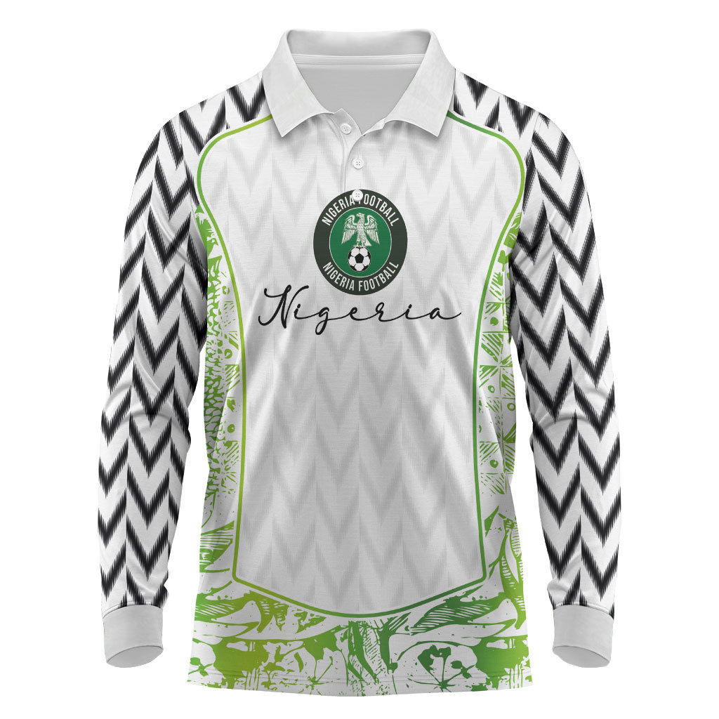 Nigeria National Football Custom Long Sleeve Polo Shirt Blokecore T90 Sporty Style