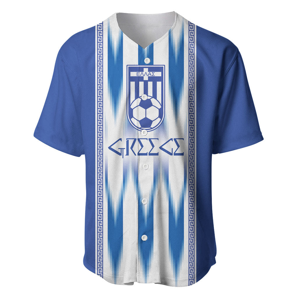 Greece National Football Custom Baseball Jersey Greek Key Sporty Style