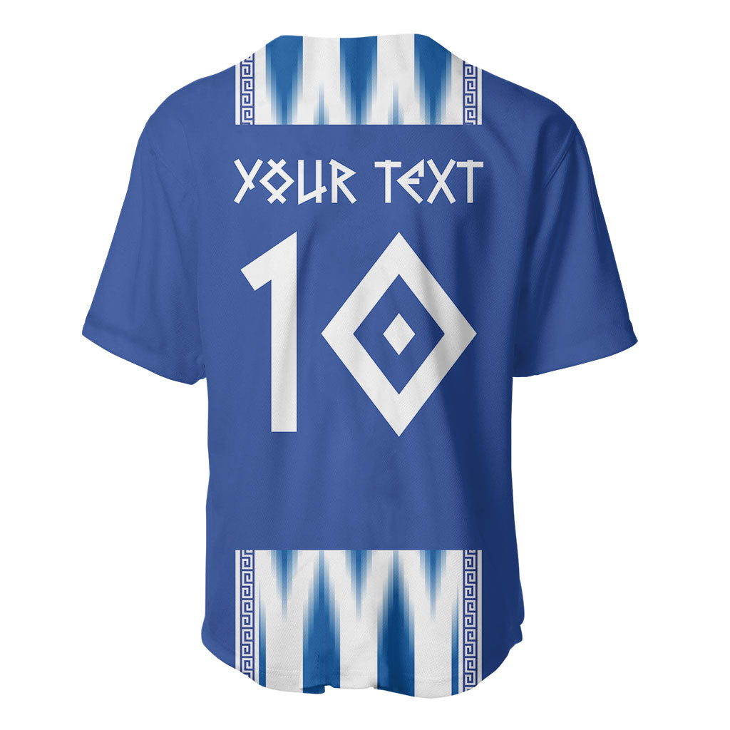 Greece National Football Custom Baseball Jersey Greek Key Sporty Style