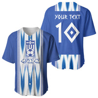 Greece National Football Custom Baseball Jersey Greek Key Sporty Style