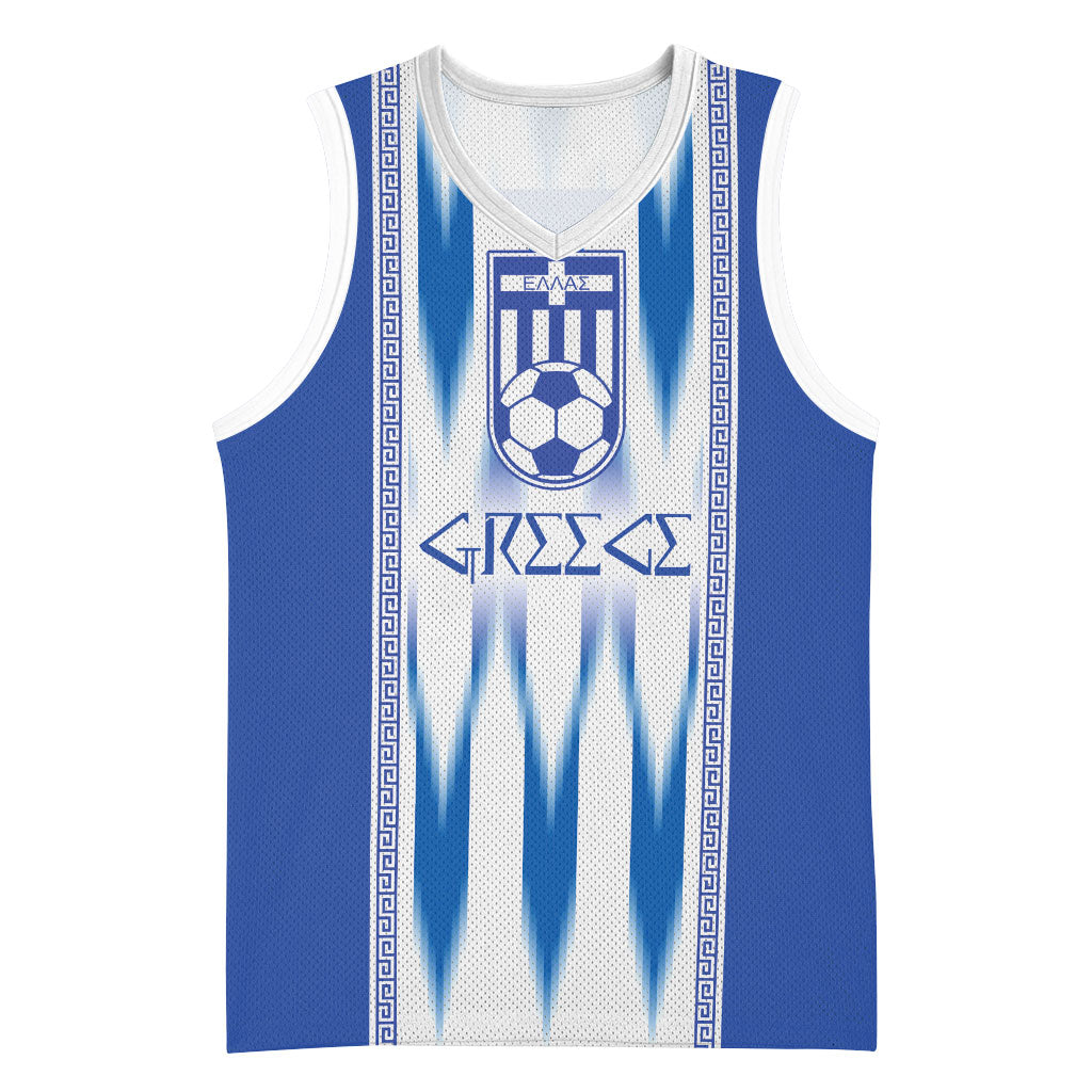 Greece National Football Custom Basketball Jersey Greek Key Sporty Style