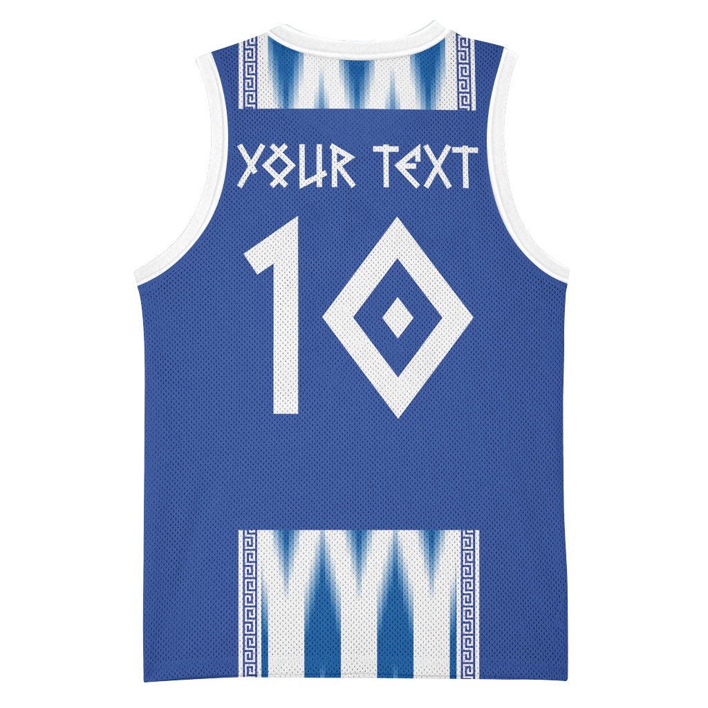 Greece National Football Custom Basketball Jersey Greek Key Sporty Style