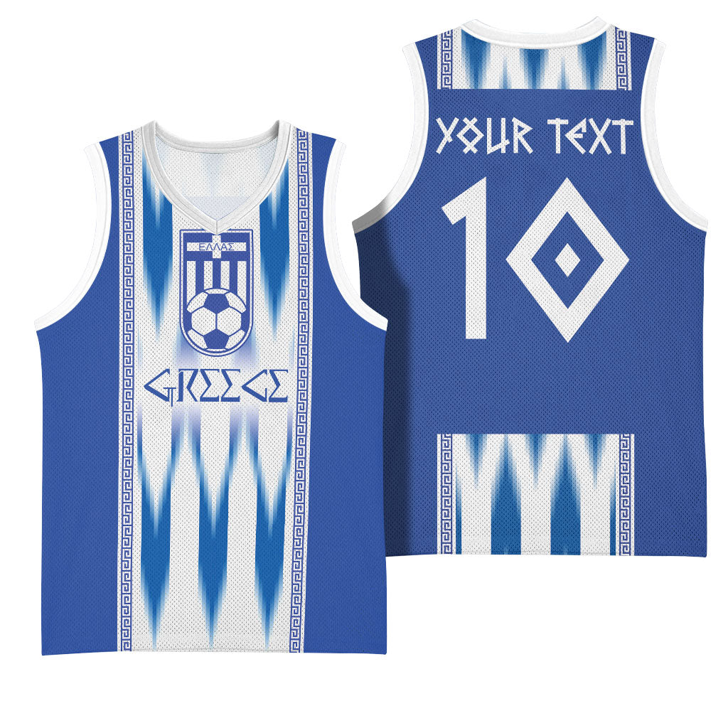 Greece National Football Custom Basketball Jersey Greek Key Sporty Style