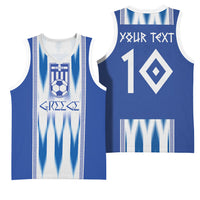 Greece National Football Custom Basketball Jersey Greek Key Sporty Style