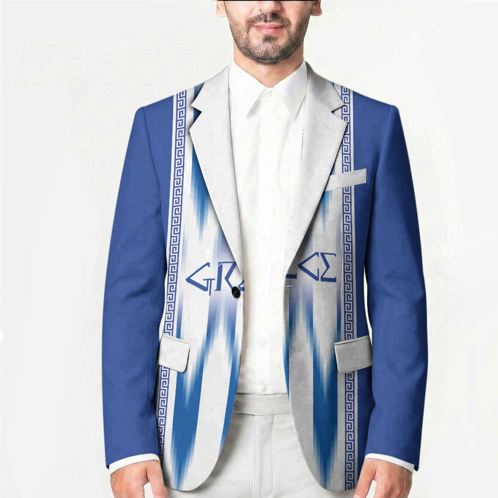 Greece National Football Custom Blazer Greek Key Sporty Style