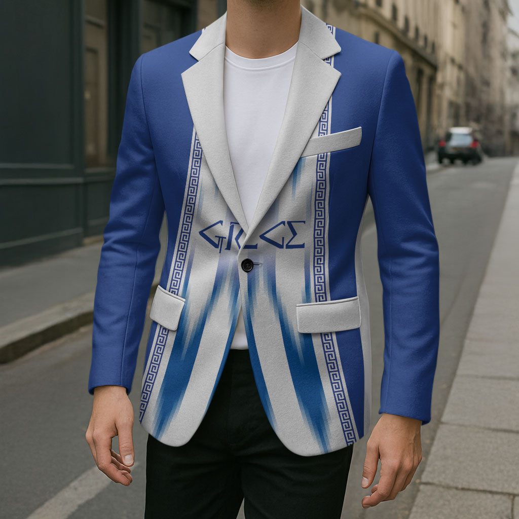 Greece National Football Custom Blazer Greek Key Sporty Style